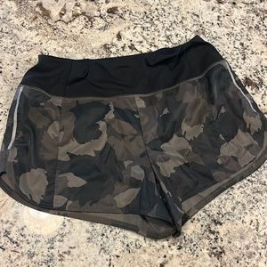 Athleta shorts, medium, lined, camo design, drawstring and interior pocket